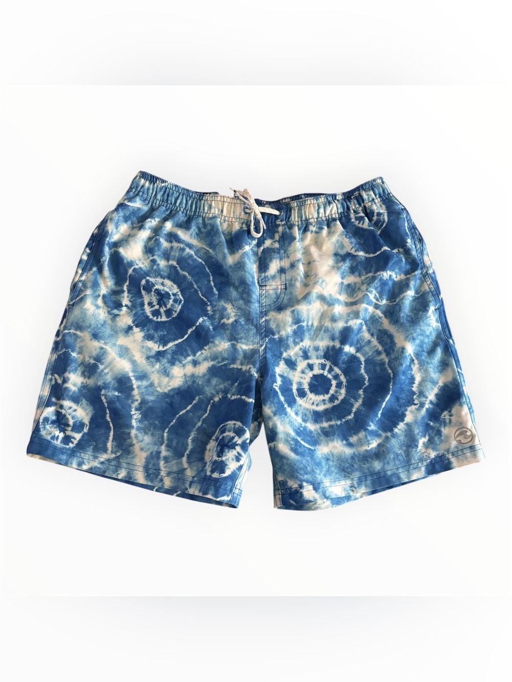 Ocean Current Men’s Blue and White Tie-Dye Swim Shorts | Size L